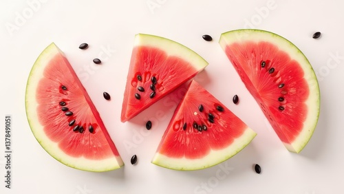 Freshly Sliced Watermelon Pieces with Seeds