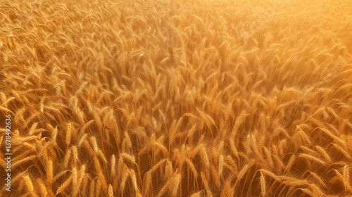 A wheat field at sunset.	

