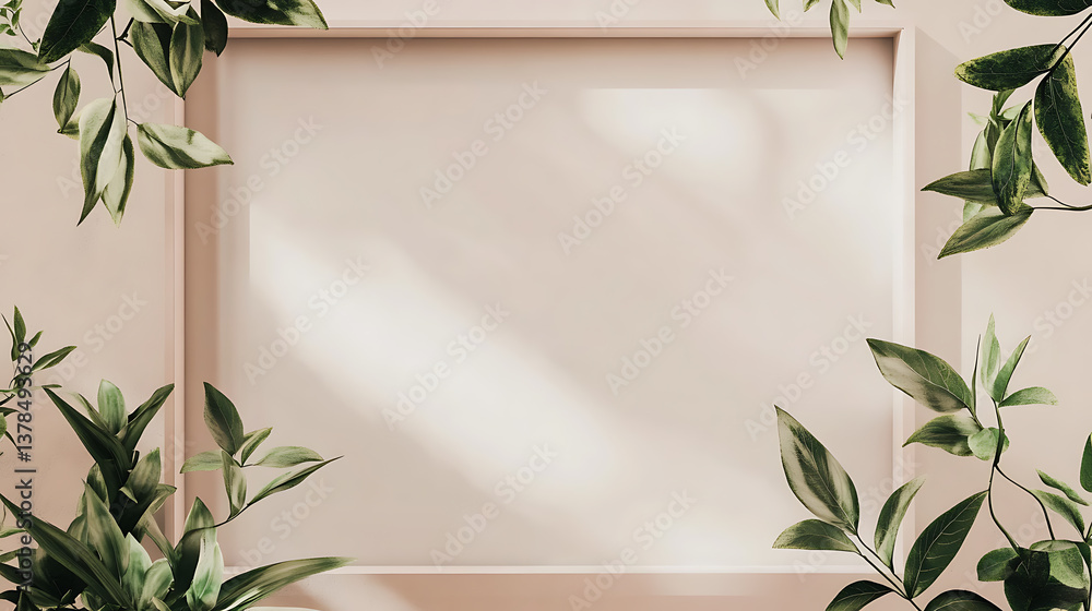 Abstract Background with Green Leaves and Frame Border Abstract Background with Green Leaves and Frame Border