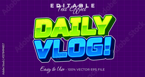 daily vlog Editable Text Effect, Font Style on graphic style