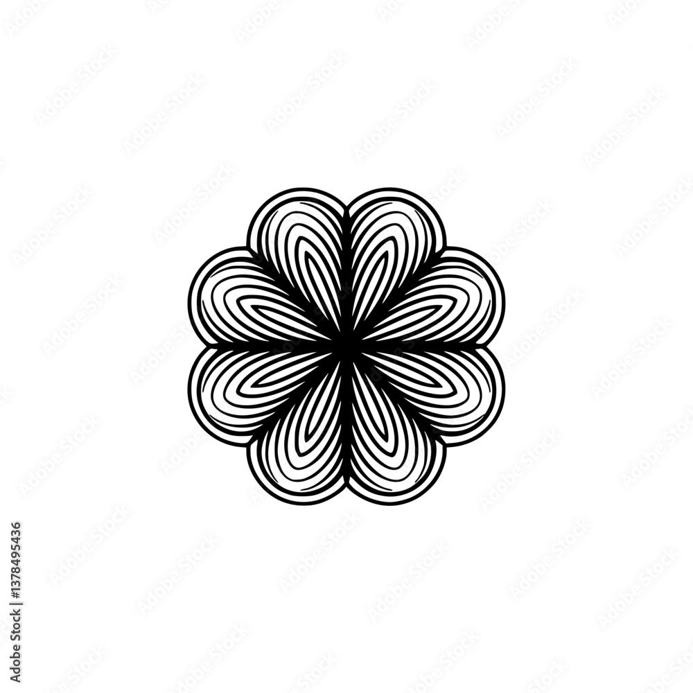Black Floral Pattern on White Background, Minimalist Design Black Floral Pattern on White Background, Minimalist Design