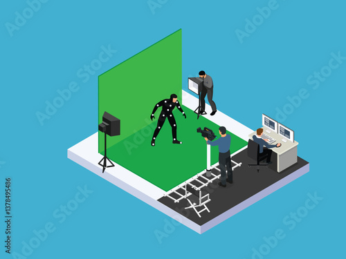 Motion Capture Studio - 3D Isometric Illustration