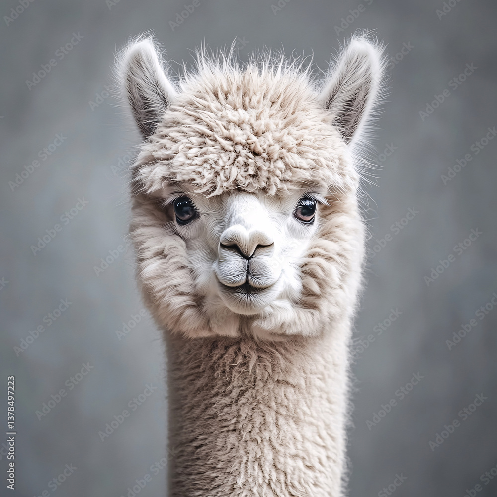 Fototapeta premium Charming alpaca profile on minimalist background