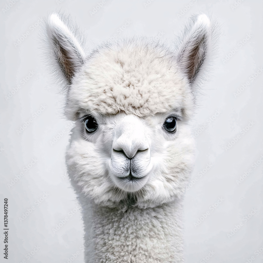 Fototapeta premium Adorable alpaca portrait in stunning detail