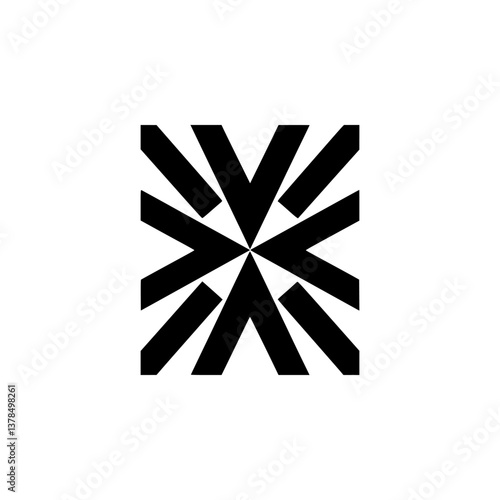 Abstract Geometric Black & White Motif, Minimalist Design Element