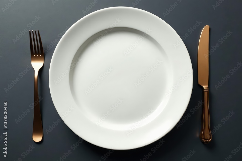 Close-up of empty plate, minimalist fasting concept, rejuvenation, cleansing