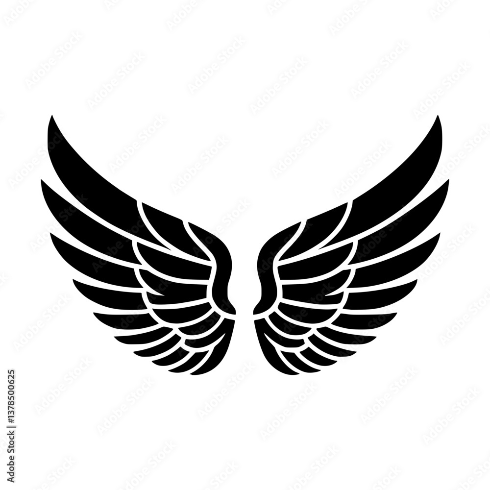 Fototapeta premium Majestic Black Silhouette of Symmetrical Wings Symbolizing Flight and Freedom