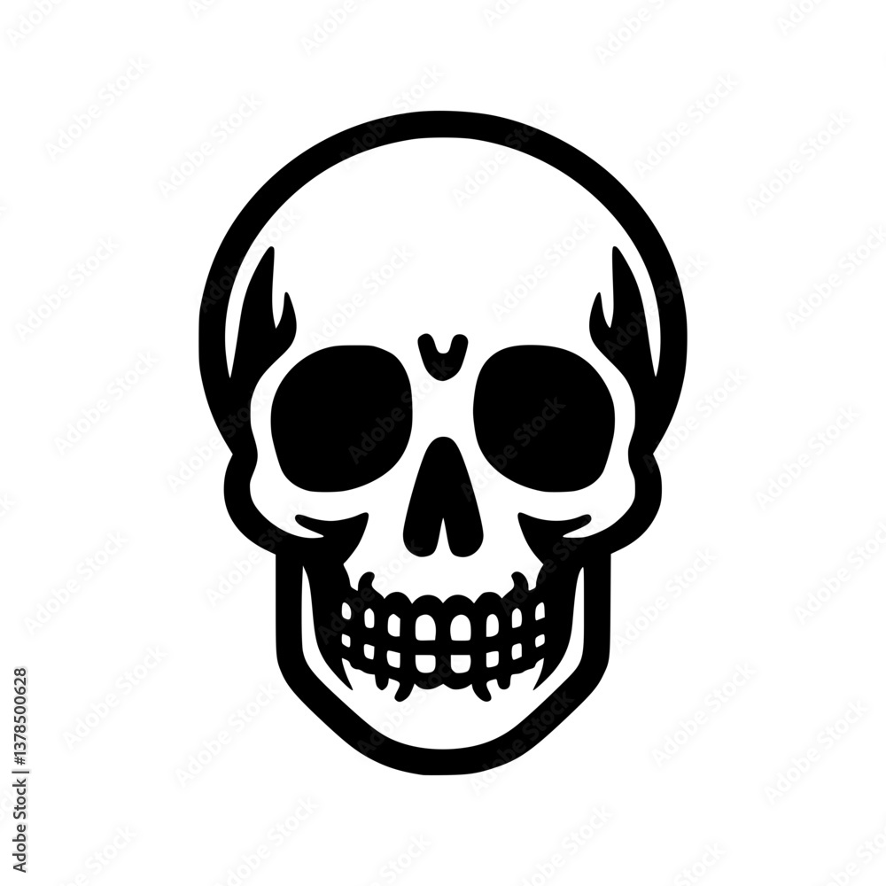Fototapeta premium Black Silhouette of a Human Skull Representing Mortality and Anatomy