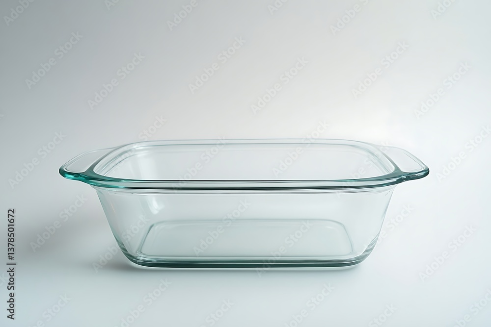 Empty glass baking dish on white background for cooking and serving food preparation Empty glass baking dish on white background for cooking and serving food preparation