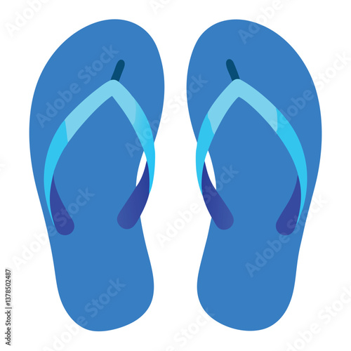 Minimalist Blue Flip Flops Isolated on White Background Summer Footwear Design