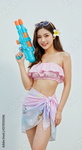 songkran girl holding water gun