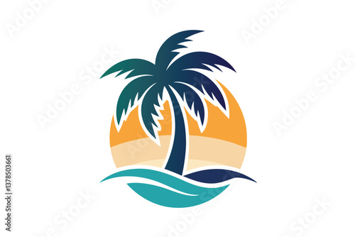Palm Tree Beach Sunset Tropical Coastline Seascape Transparent Background