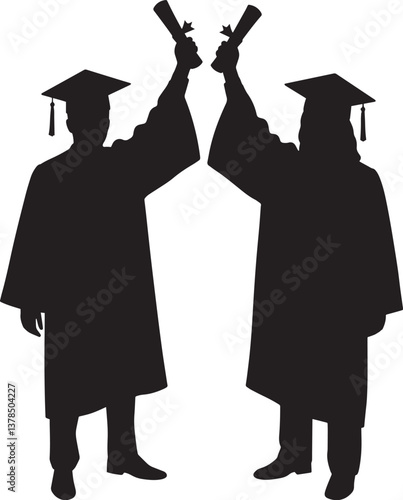 graduation image silhouette cector