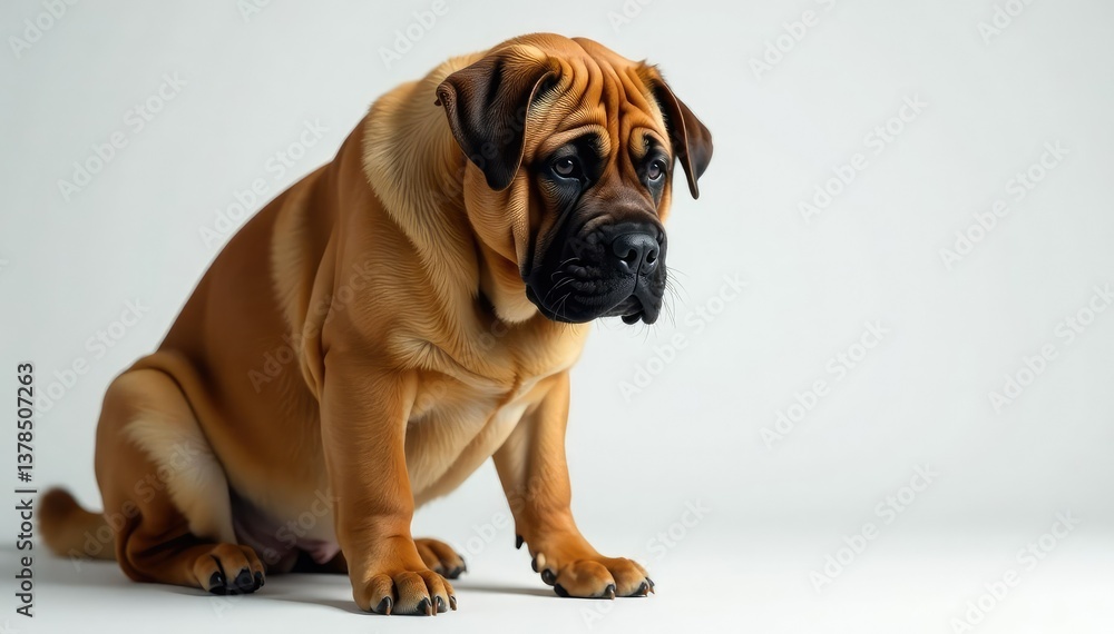 Imposing mastiff, regal expression, clean backdrop, serious, large, animal photography Imposing mastiff, regal expression, clean backdrop, serious, large, animal photography