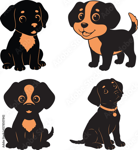 baby luna dog image silhouette vector