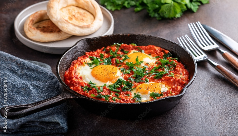 spicy shakshuka with tomato sauce hummus and greens spicy shakshuka with tomato sauce hummus and greens