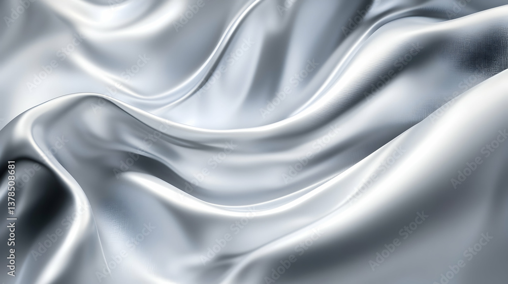 Obraz premium Abstract silver fabric waves with luxurious texture and smooth surface for backgrounds