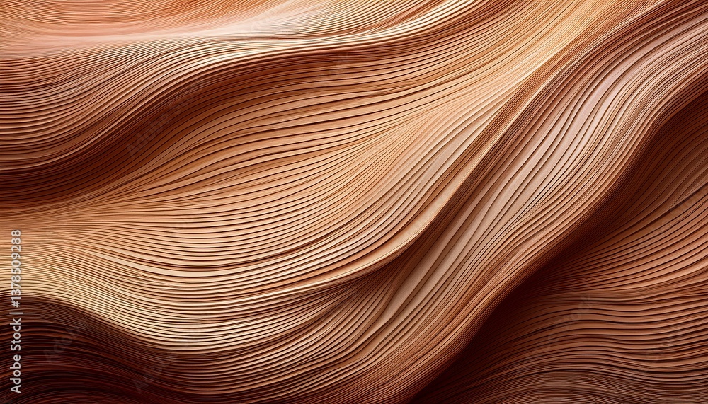 Obraz premium wooden organic natural beige brown color waving lines mushroom texture wooden background generative ai