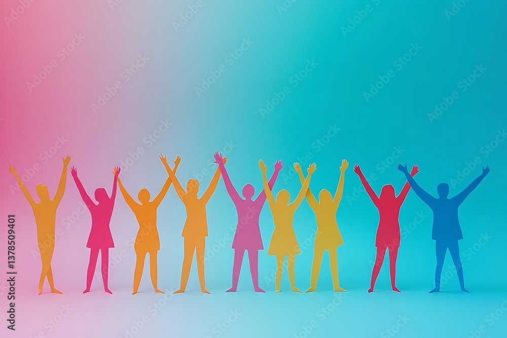 Colorful People Silhouettes Celebrating Togetherness1 Colorful People Silhouettes Celebrating Togetherness1