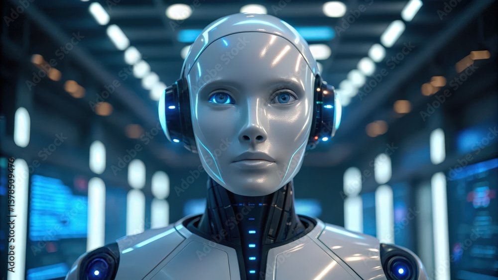 A futuristic AI avatar showcasing multilingual capabilities in a visually striking design. A futuristic AI avatar showcasing multilingual capabilities in a visually striking design.