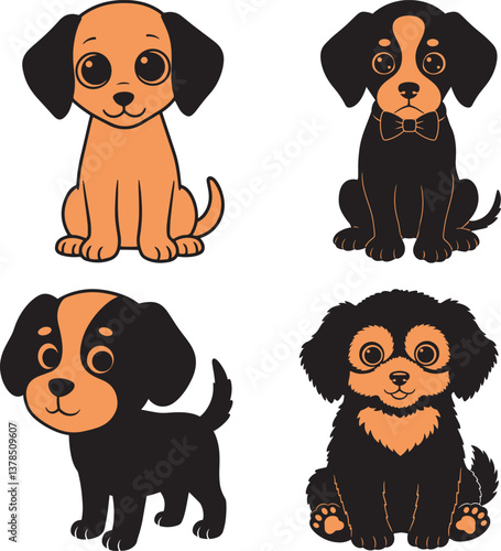 baby luna dog image silhouette vector