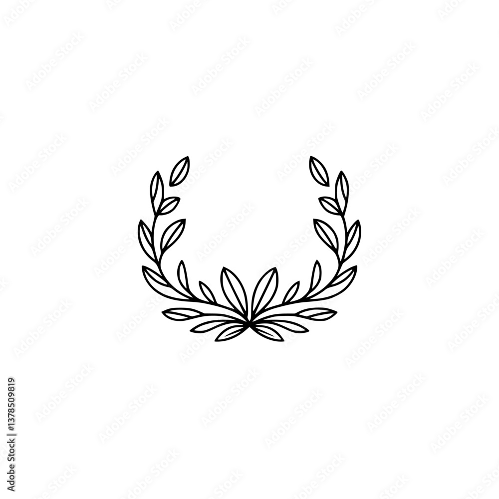 Fototapeta premium Elegant Black & White Laurel Wreath Illustration