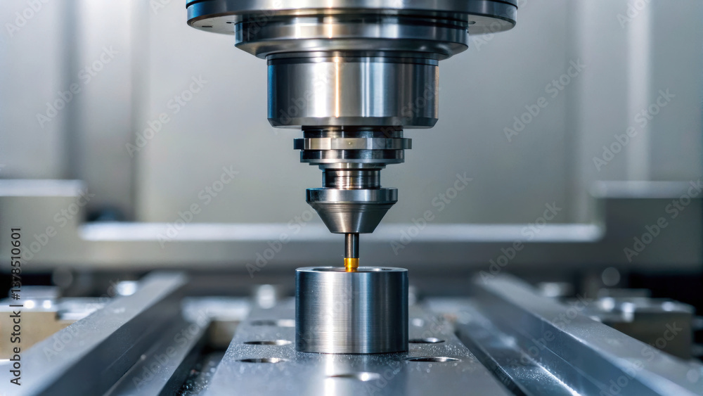 Precision engineering process is showcased in this of CNC machine tool working on metal component with intricate details Precision engineering process is showcased in this of CNC machine tool working on metal component with intricate details