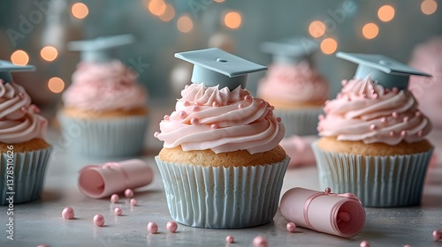 Obraz na płótnie Festive graduation cupcakes with mortar board w salonie