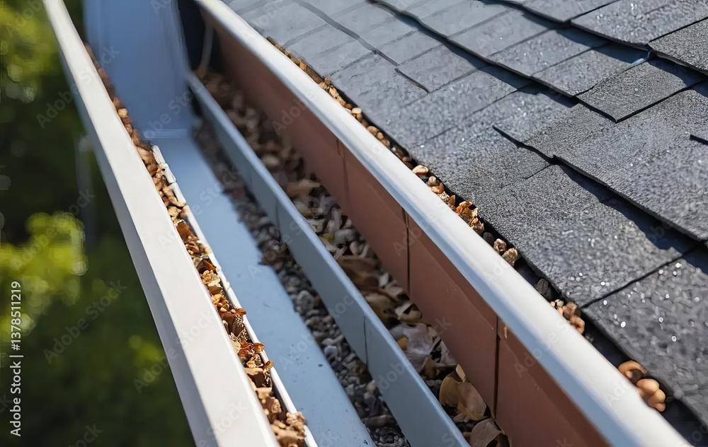 Obraz premium A close-up of a rain gutter with water flowing through it