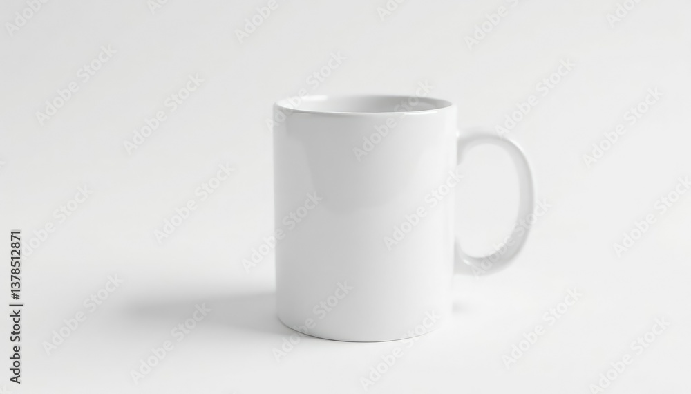 Fototapeta premium One white ceramic mug isolated on white background, cup, still life