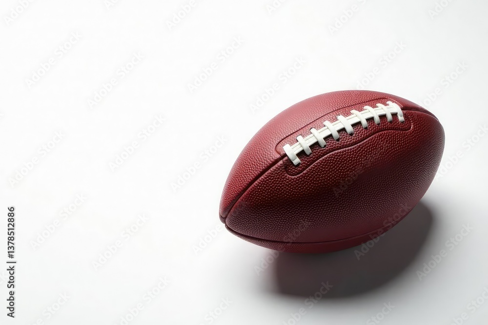 Overhead view of an american football on white, white background, leather, isolated Overhead view of an american football on white, white background, leather, isolated