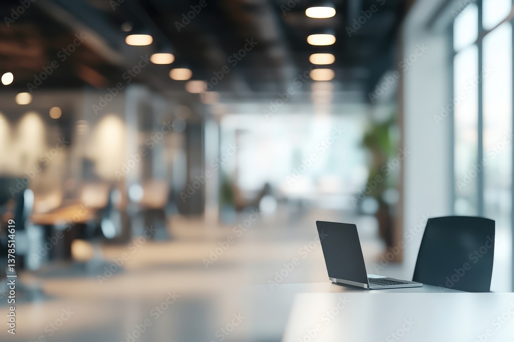 Blurred office interior, business concept. AI generated illustration. Blurred office interior, business concept. AI generated illustration.