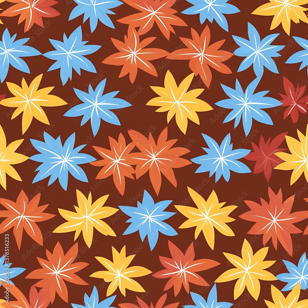 Colorful Autumn Leaf Seamless Pattern Brown Background Colorful Autumn Leaf Seamless Pattern Brown Background