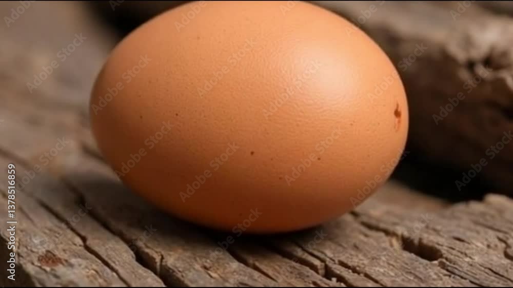Single brown chicken egg with spotted shell on neutral background
Single brown chicken egg with spotted shell on neutral background
