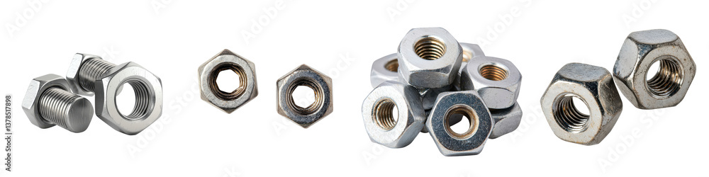 Assorted metal hardware components, including nuts, bolts, and other fasteners. long_title:A collection of various metal hardware items, such as Assorted metal hardware components, including nuts, bolts, and other fasteners. long_title:A collection of various metal hardware items, such as