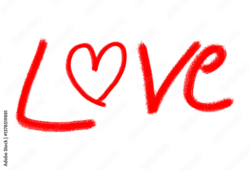 Fototapeta premium hand drawing love text with red brush stock 
