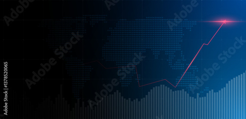 Financial chart with moving up stock market trading background