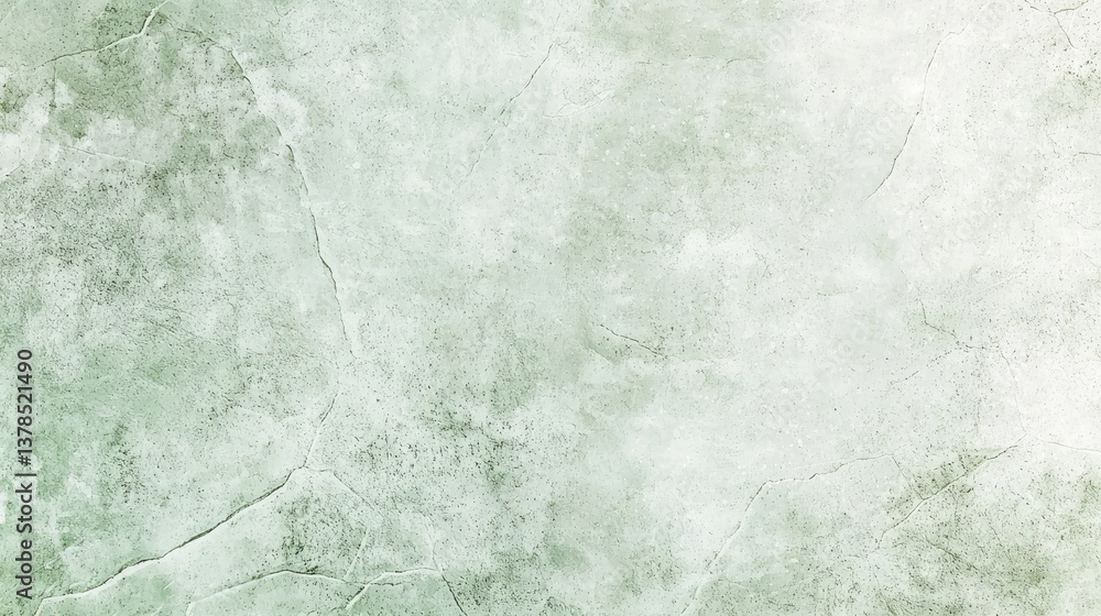 Naklejka premium Elegant light green grunge texture with aged cement wall effect, subtle white gradient