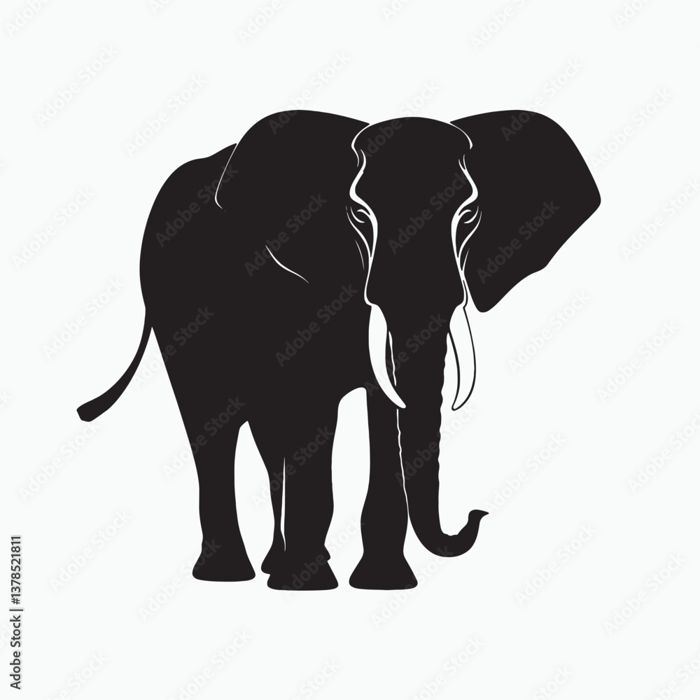 Fototapeta premium Elephant standing on white background vector illustration