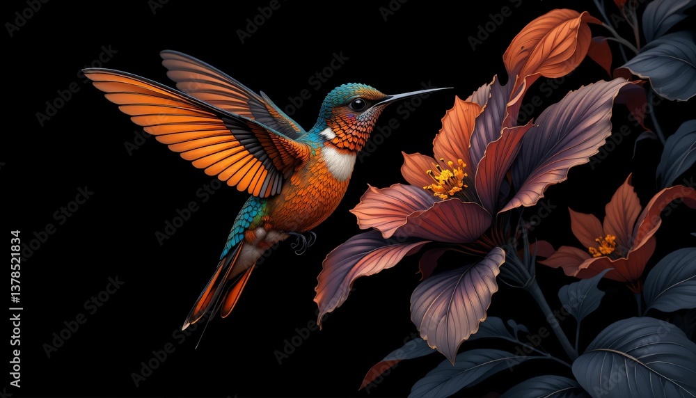 Hummingbird Feeding on Hibiscus Hummingbird Feeding on Hibiscus