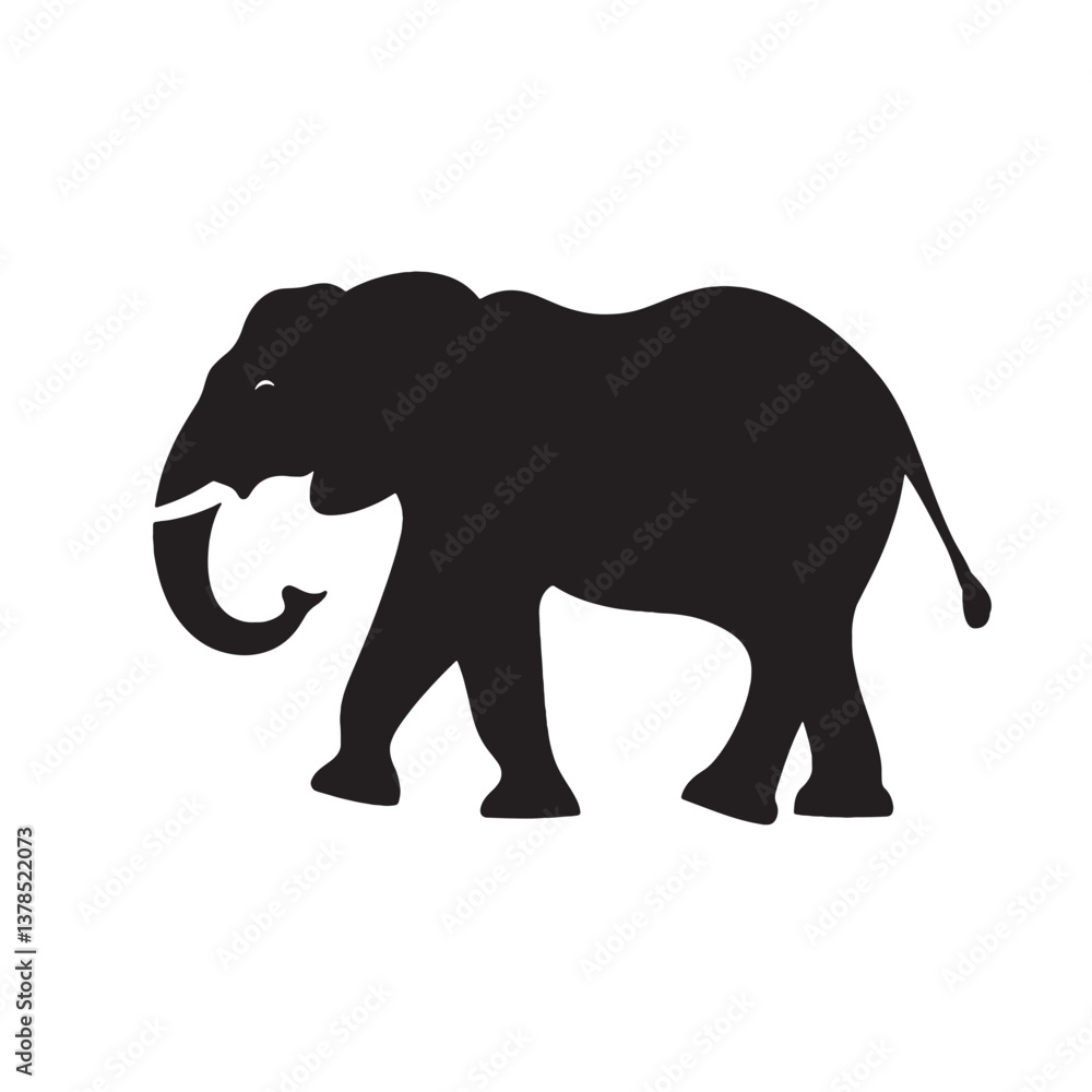 Elephant silhouette vector illustration walking in the wild Elephant silhouette vector illustration walking in the wild