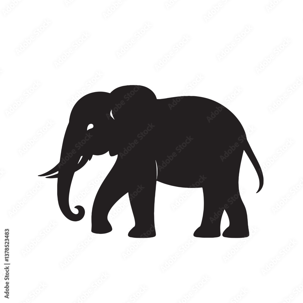 Elephant silhouette walking in the wild vector illustration Elephant silhouette walking in the wild vector illustration