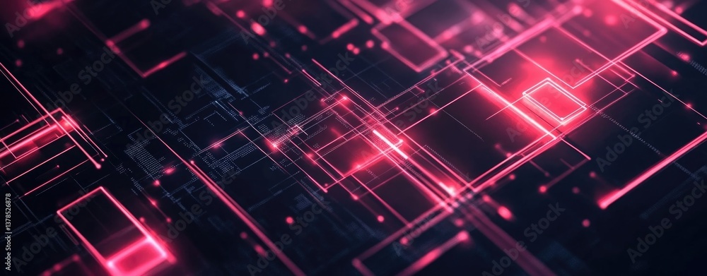 Dynamic patterns of neon lights create a digital landscape in abstract design featuring pink and black hues Dynamic patterns of neon lights create a digital landscape in abstract design featuring pink and black hues