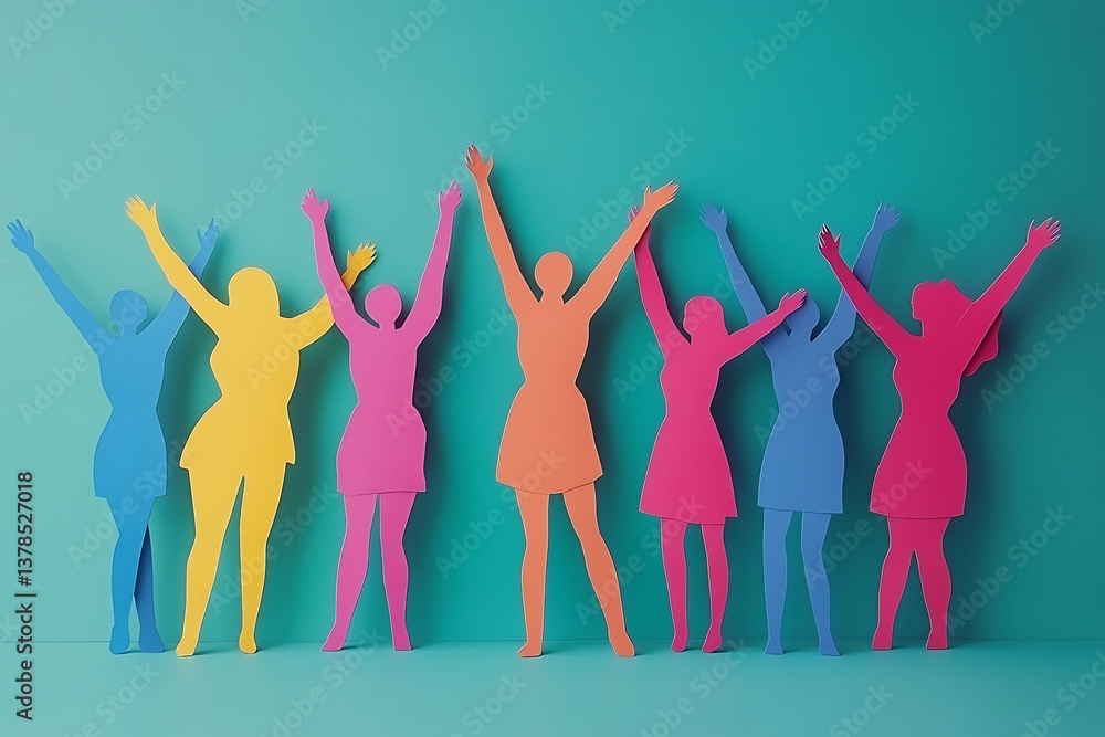 Colorful Silhouettes Celebrating Achievement Background Colorful Silhouettes Celebrating Achievement Background