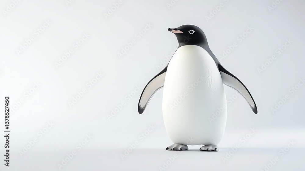 Fototapeta premium Adorable Penguin on White Background Wildlife for Children's Books and Nature Documentaries