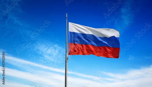 Free Download russian flag on blue sky background - GFXLoad