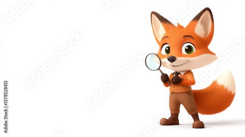 Wallpaper Mural Adorable Cartoon Fox Detective Holding Magnifying Glass Investigating Torontodigital.ca