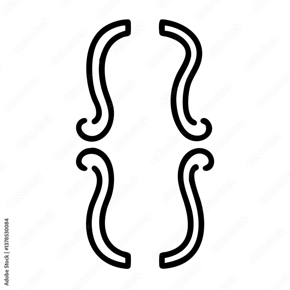 Decorative Curly Bracket Shapes in Minimalistic Style Decorative Curly Bracket Shapes in Minimalistic Style