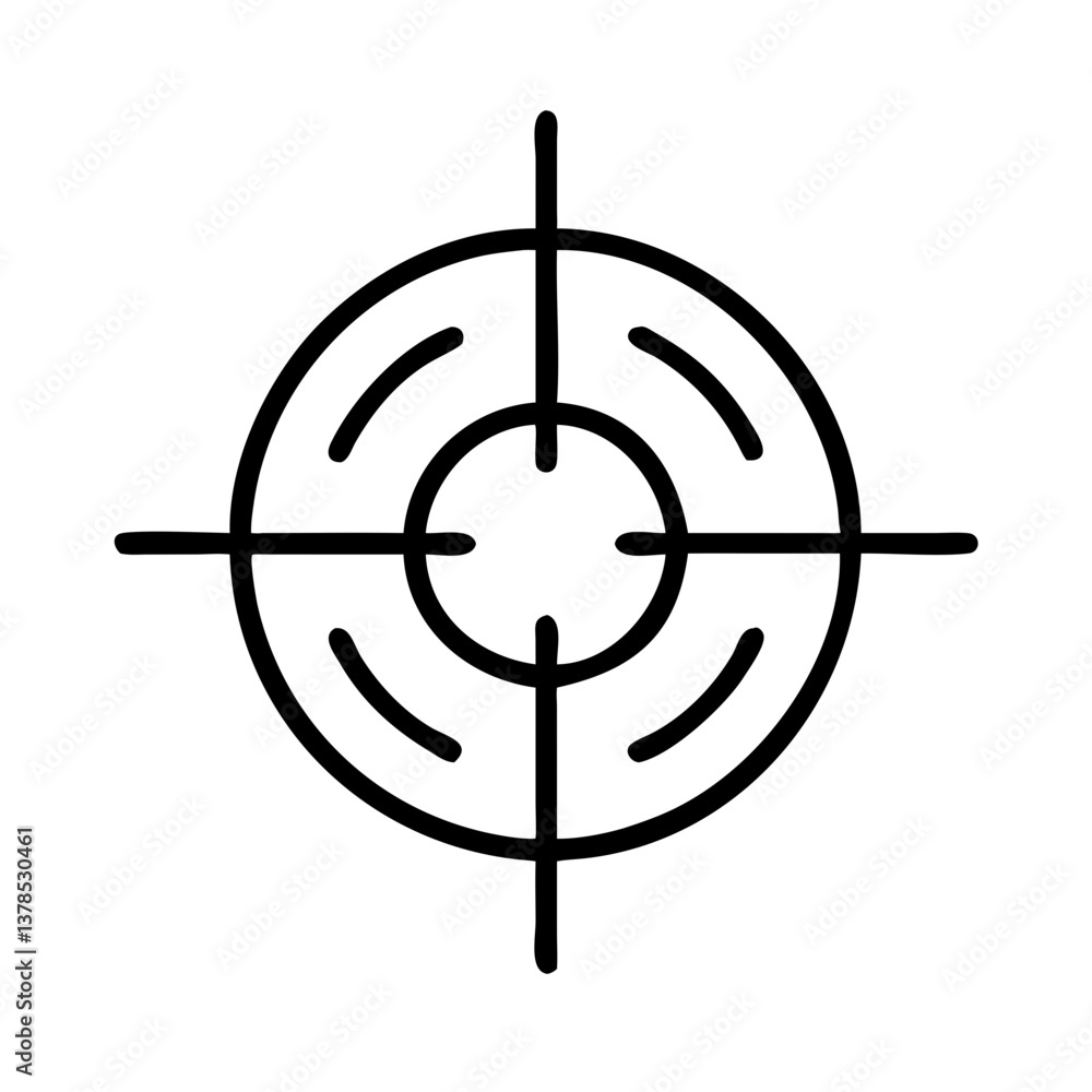 Target symbol with clean, straight lines and minimal design Target symbol with clean, straight lines and minimal design