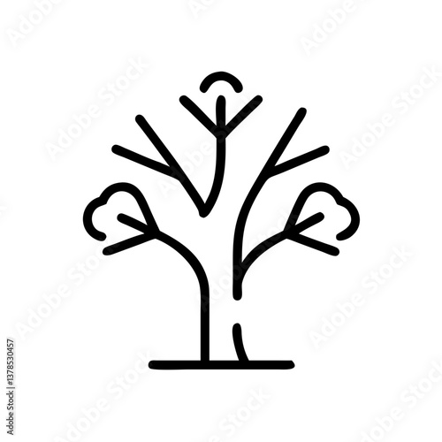 Abstract tree illustration with straight lines and shapes  
